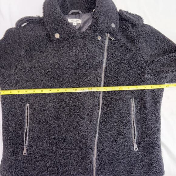 Max Studio Moto Jacket Black Sherpa Cozy Cropped Ladies Size X-Large EUC - Picture 6 of 7
